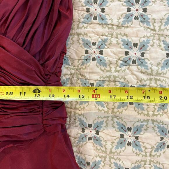 Vintage Tadashi 90s/Y2K Iridescent Ruched Knee Length Dress w Ruffles - Picture 10 of 15